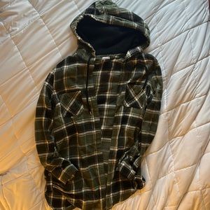 girls green hooded flannel